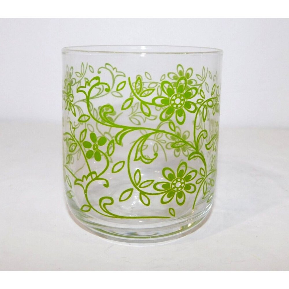 Vintage MCM Bedside Water Carafe and Cup Glass Tumbler  Set Green Clear Retro - Picture 9 of 10